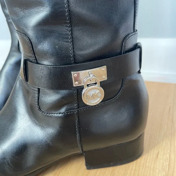 michael KORS Ryan Leather Black Riding Knee Boots - Picture 6 of 14